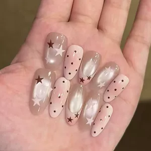 【星动预告】新款纯手工穿戴甲法式粉色猫眼高级显白穿戴式美甲片