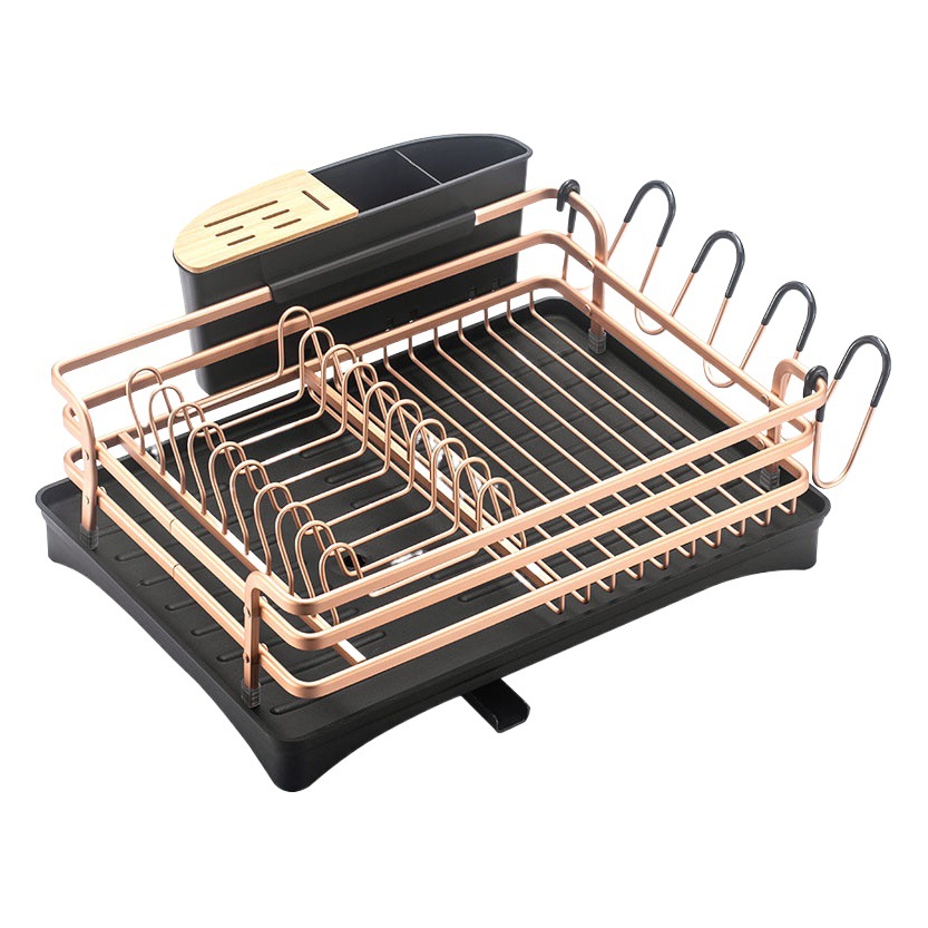 Plato estante bandeja de agua cocina vajilla estante de una sola capa de plata gran cantidad y alto precio de aleación de aluminio estante de almacenamiento de estilo europeo