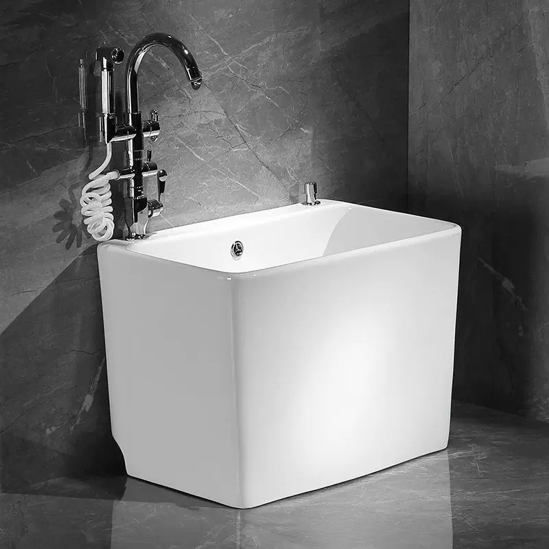 陶瓷拖把池带龙头孔一体家用卫生间阳台拖布池落地式