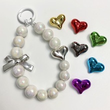 屁桃爱心UV电镀金属炫光diy手工手机链挂件材料发夹手机壳耳环