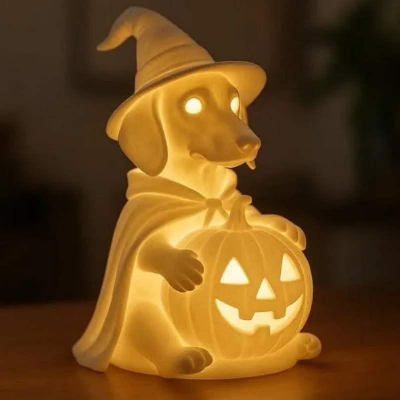 家居跨境2025Dachshund Ghost Lamp腊肠犬幽灵灯万圣节幽灵灯摆件|undefined