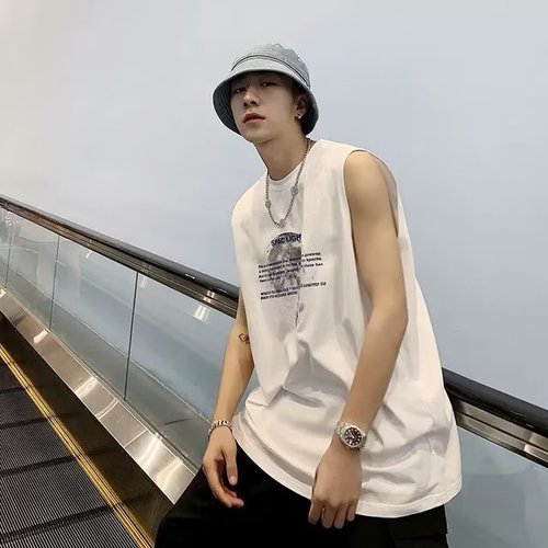 Lazy new youth trendy sweatback top Japanese style men's round neck small fresh back top versatile INSA standard