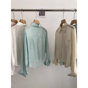 Women's 2025 New Back Cross Three Button Laps Long Sleeve Thin Solid Color Short Sunscreen Shirt Top