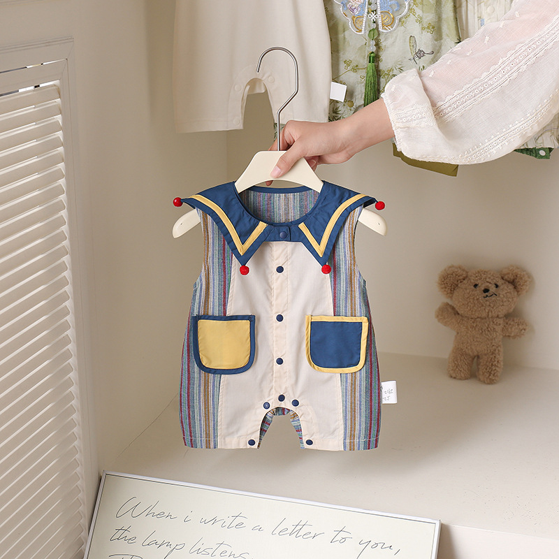 Summer Baby Jumpsuit Super Cute Cartoon Newborn Baby Sleeveless Harper Newborn Baby Thin Clown Personalized Climbing Suit