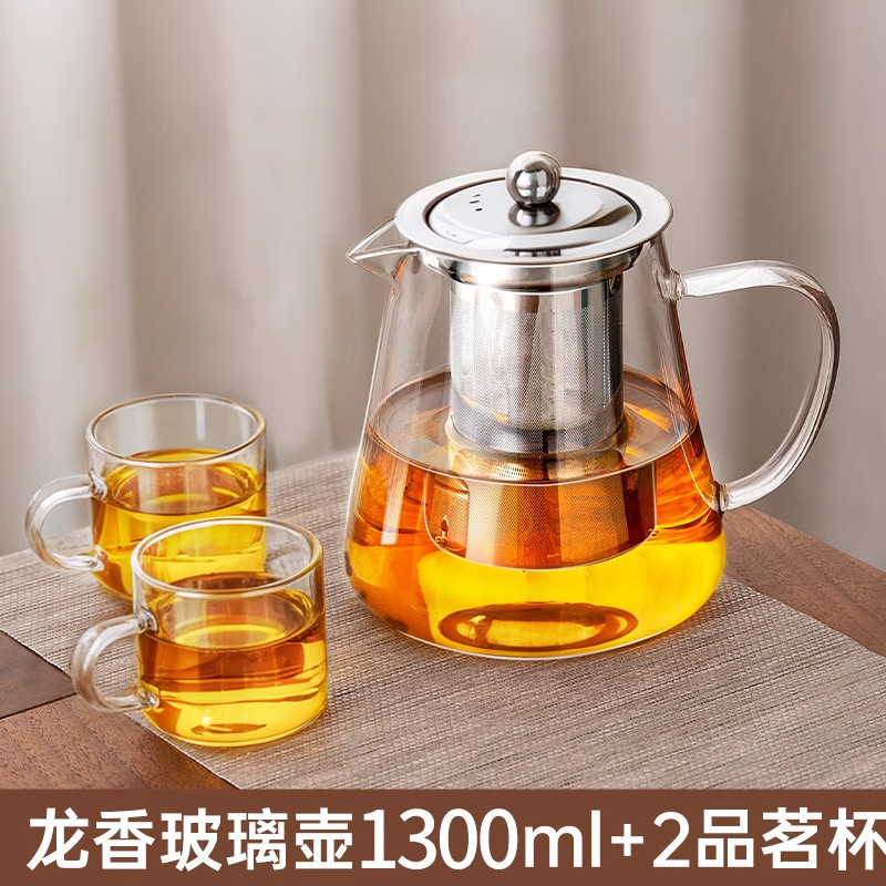 お茶を作るためのティーポット、家庭用沸騰水、高ホウケイ酸耐熱ガラスティーセット、茶水分離ティーカップ、ティーポット|undefined