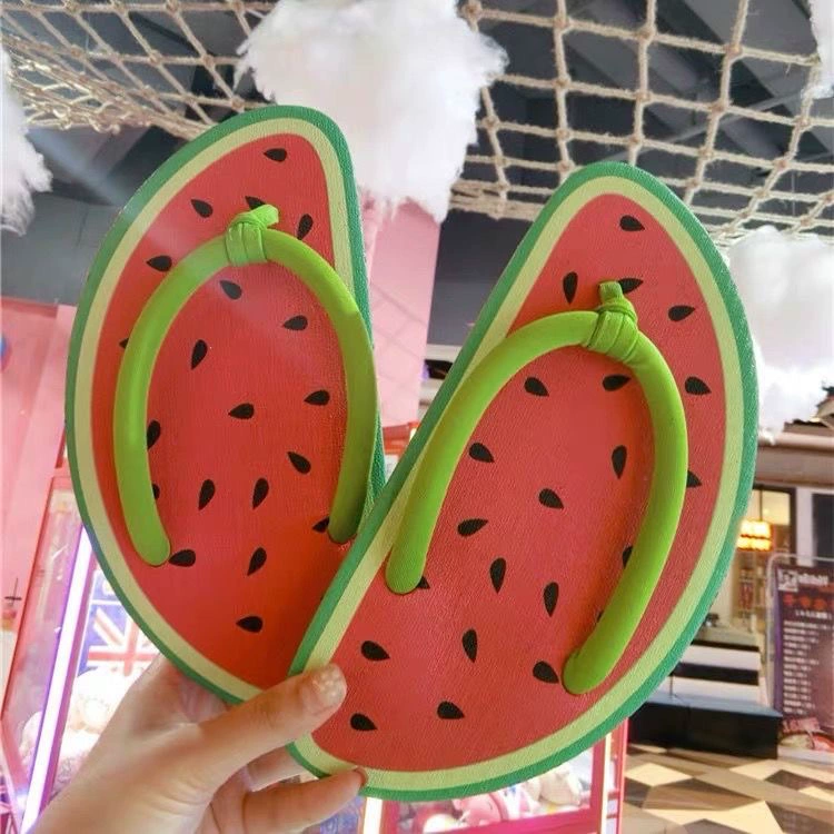 Летние милые домашние туфли на плоской подошве с фруктовым мультяшным рисунком, шлепанцы, женская пляжная обувь