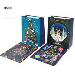 越境25年新作クリスマスギフトバッグクリスマスイブ手提げ袋キャンディ包装創意白カードクラフト紙包装