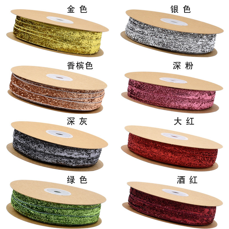 1cm transfronterizo color champaña cebolla cinta de terciopelo baile vestido de boda etapa brillante oro plata cebolla cinta de flojo 20 metros