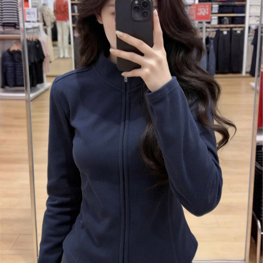 Navy Blue Fleece Jacket for Women, Winter Outdoor Jacket with Fleece Lining, down Jacket, Warm Inner Layer, Can Be Worn Outside