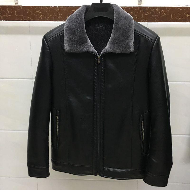 Haining Leather Jacket Men's Sheepskin Winter Fur All-in-one Jacket Middle-aged Leather Jacket Dad's Clothing Clearance