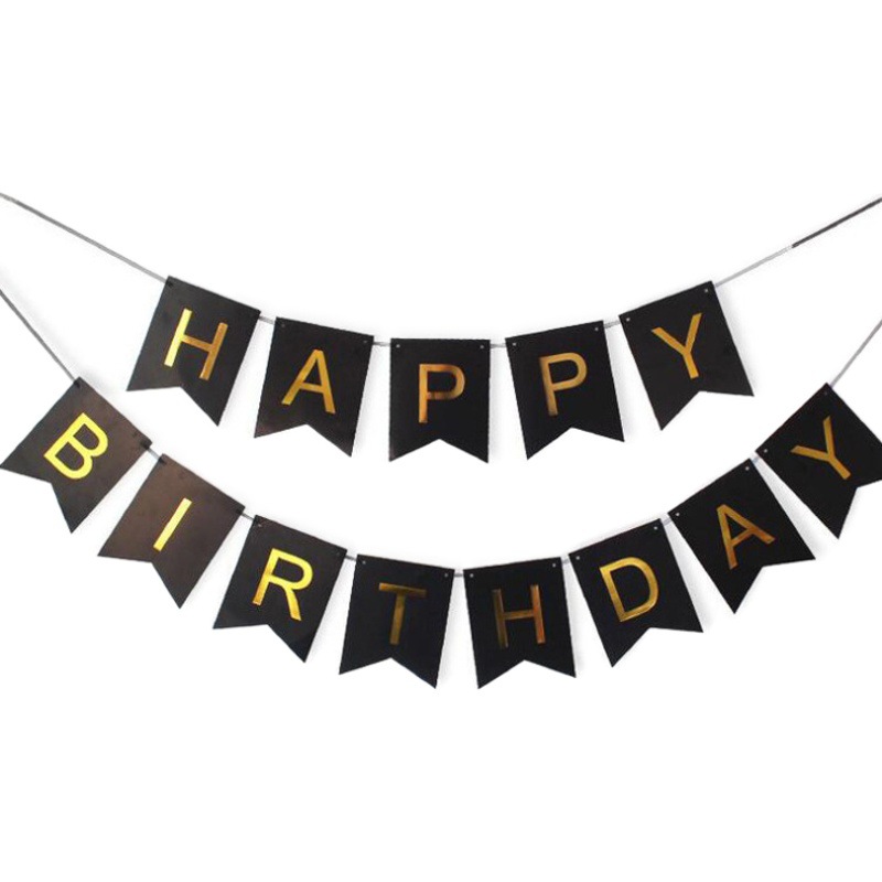 Feliz cumpleaños tire bandera dorado banner decoración de cumpleaños para niños bunting personalización al por mayor