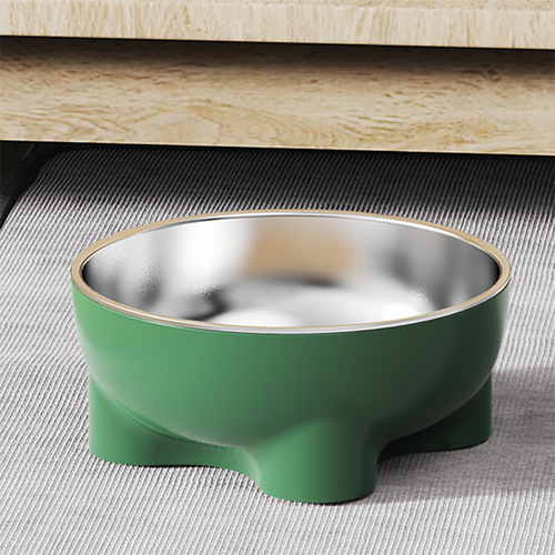 One piece drop shipping stainless steel cat bowl wholesale anti-black chin cat bowl anti-knock over cat food bowl anti-slip pet bowl