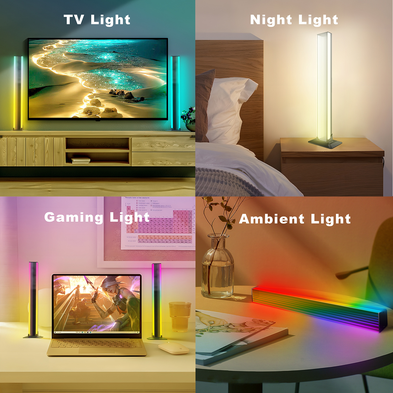 Luz ambiental LED de escritorio con espejo en capas, RGB, colorida, Bluetooth, para juegos, deportes electrónicos, lámpara de ambiente con sonido activado, lámpara de escritorio moderna.
