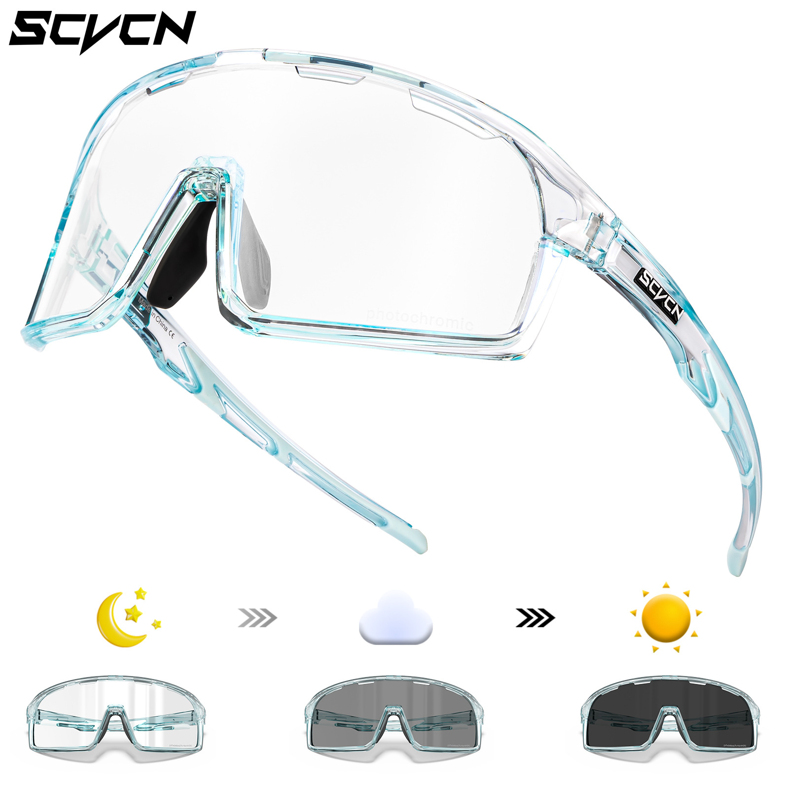 Gafas Fotocromáticas de Ciclismo TR90 Anti-viento para Bicicleta de Montaña