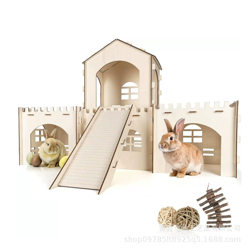 Деревянный съемный кролик с рампой Замок собранный кролик Шале Дом Морской свинки Голландский Свинья Открытый Дом Уклонения