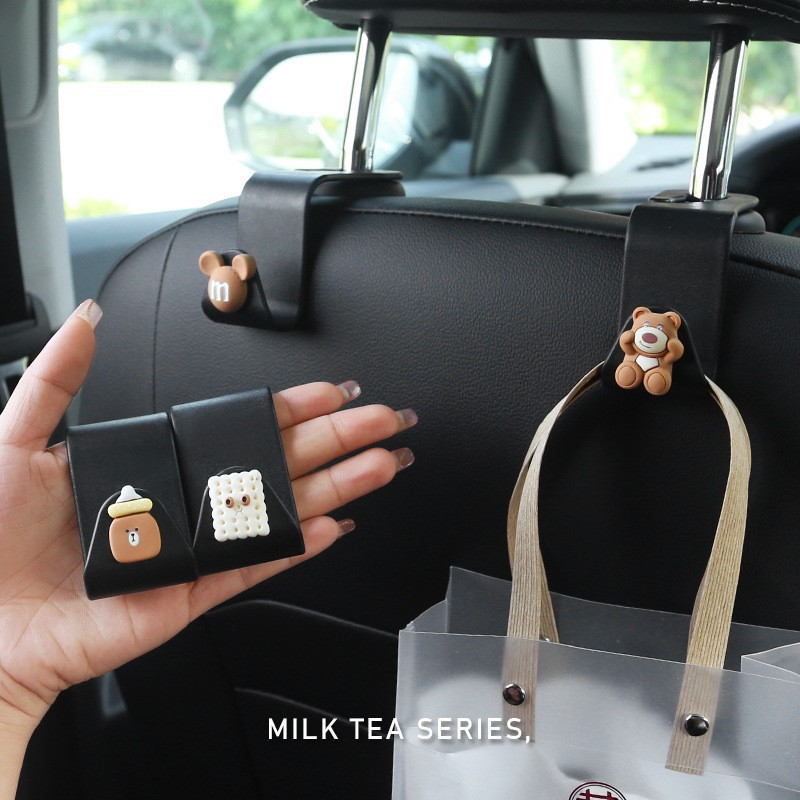Gargancho de automóvil asiento interior de automóvil trasero multifuncional objeto invisible pequeño gancho de dibujos animados almacenamiento de automóviles artículos de decoración interior