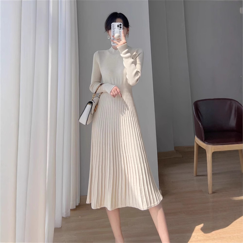 Women's Autumn and Winter Long Sleeve Small Chanel Style Knitted dress 2025 New Style with Coat Inner Base Sweater Long Skirt