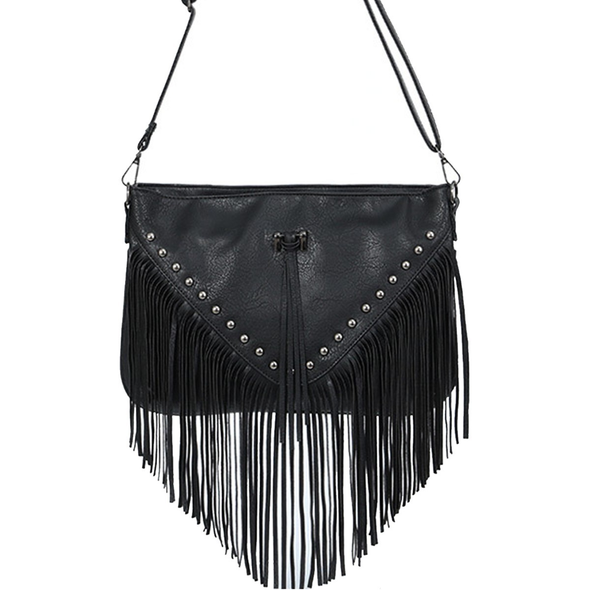 Borsa a tracolla in pelle morbida borchiata con nappe donna_voghion.com