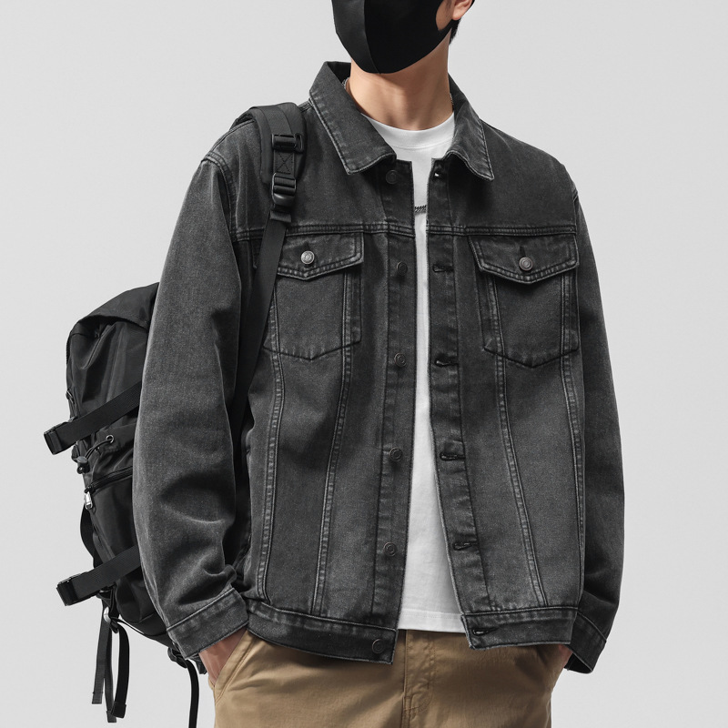 Retro Blue Denim Jacket for Men, Spring and Autumn 2025 New Fashion Trendy High-End Lapel Cardigan Jacket