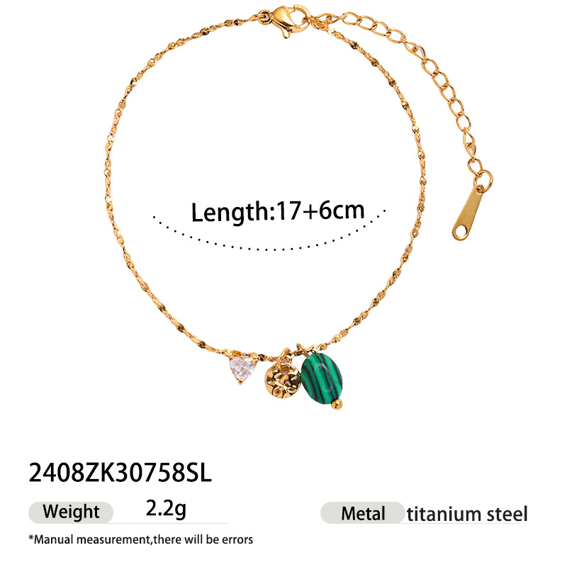 Tena 18k chapado en oro, alta retención de color, pulsera de acero de titanio, accesorios de mano de concha de piedra natural de alta calidad para mujer
