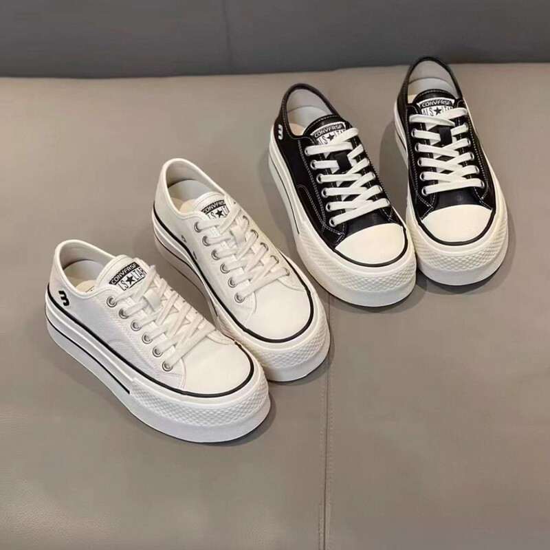MEMA Genuine Leather Platform White Shoes Women's 2025 Spring New All-match Lace-up Casual Sports Platform Sneakers White Shoes MEMA Genuine Leather Platform White Shoes Women's 2025 Spring New All-match Lace-up Casual Sports Platform Sneakers White Shoes