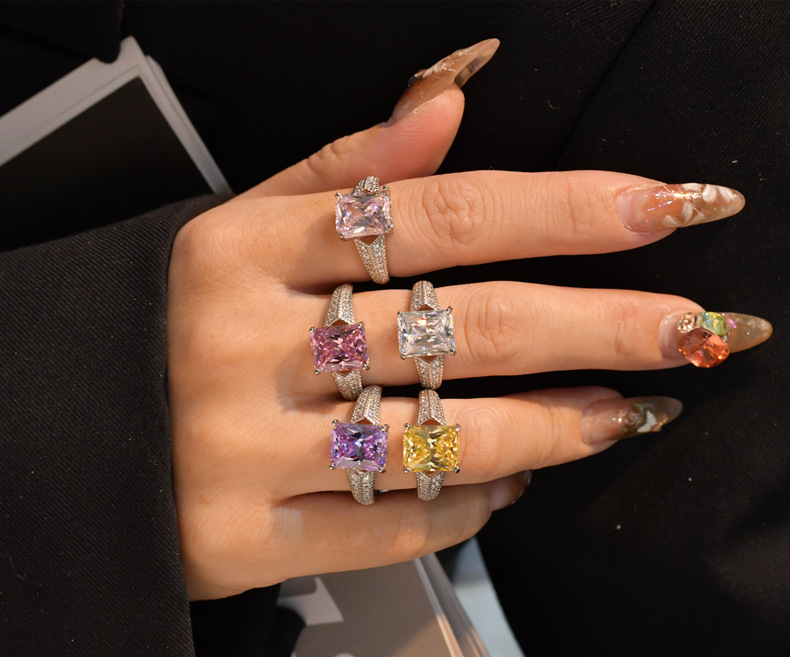 Fashion Geometric Sterling Silver Plating Zircon Rings 1 Piece