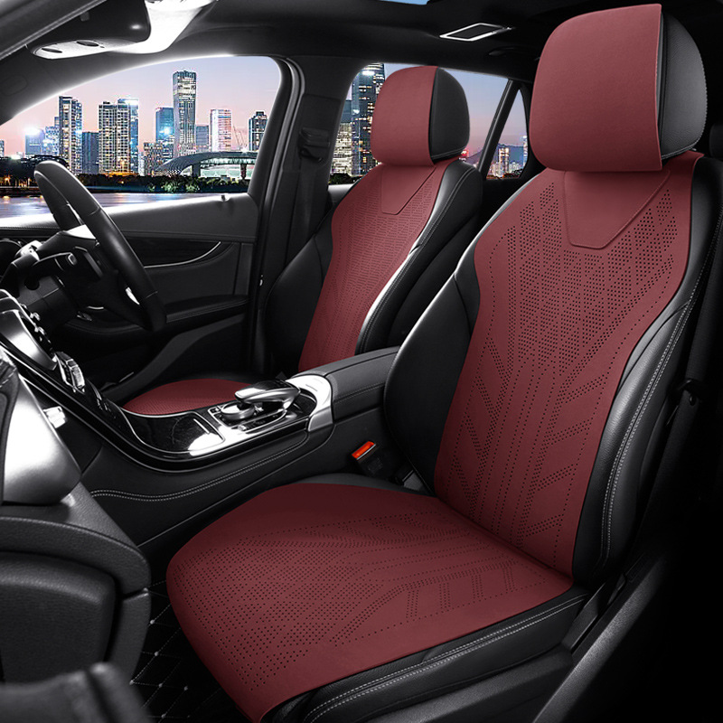 Seat cushion, seat cover: Universal Universal Car Seat - wine-red-main-and-passenger-seat