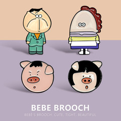 Cute Cartoon Pig Brother & Pig Sister Brooch, Flower Dad & Flower Mom Metal Oil-Drop Badge – Unisex Couple Pins with Matching Accessories