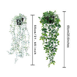 亚马逊 跨境仿真植物人造悬挂尤加利藤条壁挂室内外装饰绿化藤曼