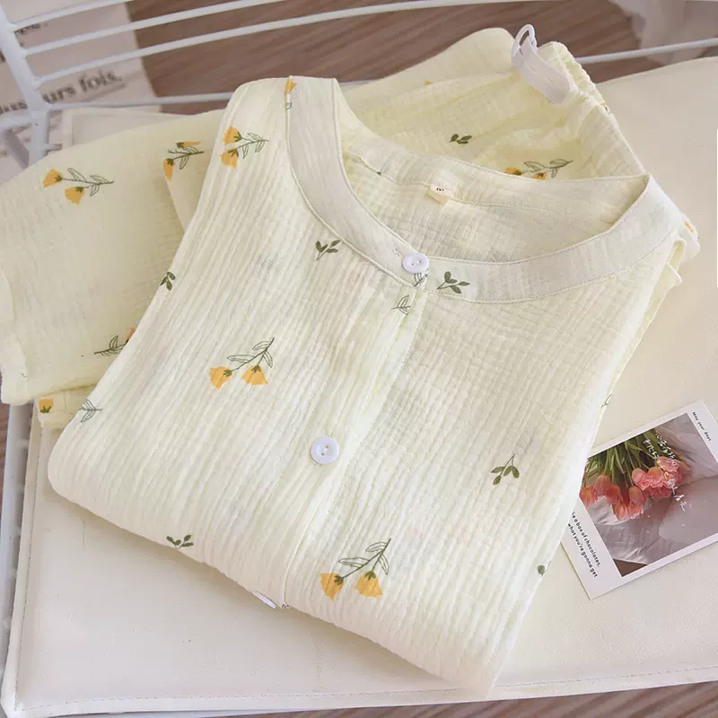 纯棉月子服  新款加大水洗纱布哺乳装  春夏秋薄款喂奶睡衣绉布套