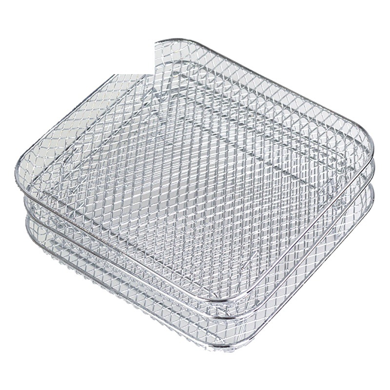 Freidora de aire de tres capas apiladas malla cuadrada rejilla de deshidratación de acero inoxidable Freidora de aire accesorios adecuados para Ke Shuai Mi Zi