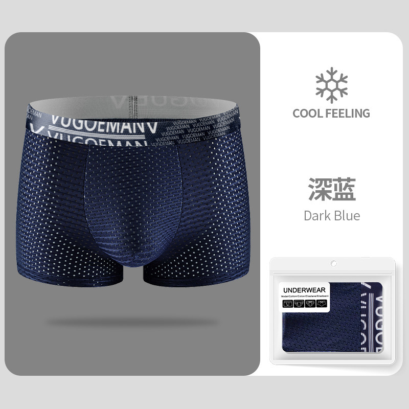 Ropa interior de seda de hielo de los hombres malla completa Boxer fresco shorts delgada transpirable hueco malla Boxer shorts al por mayor