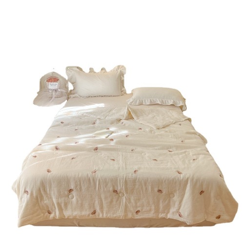 Export Category A Baby Grade Pure Cotton Double Layer Gauze Summer Cool Blanket Children 100% Cotton Soybean Air Conditioning Blanket Summer Blanket Spring and Autumn Thin Blanket