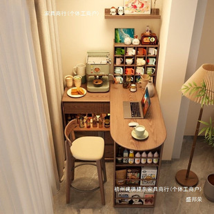 Shanyang Round Table Bar Table Home Living Room Retractable Mobile Integrated Sideboard Small Apartment Partition Japanese Style