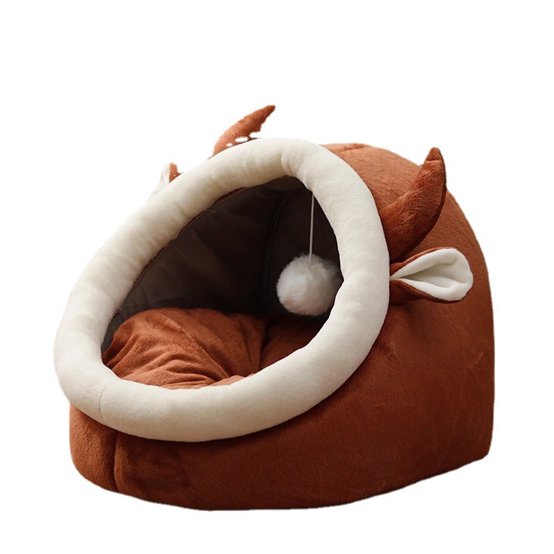 Invierno de invierno caliente cuatro estaciones general casa de gatos semicerrada cama para gatos casa de perros, productos de mascotas
