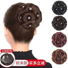 跨境热卖九朵花假发发包抓夹式逼真花苞头古装丸子头卷发包盘发器