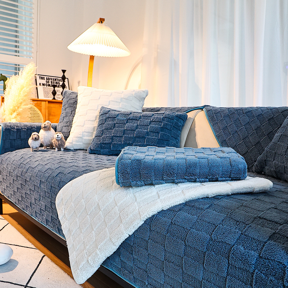 Otoño e invierno nuevo nórdico ins lechoso blanco felpa sofá cojín transfronterizo engrosado sofá cojín antideslizante sofá cubierta toalla
