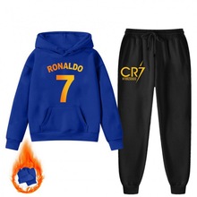 C罗  亚马逊儿童 加绒加厚口袋卫衣帽衫+黑色长裤2件套装2090