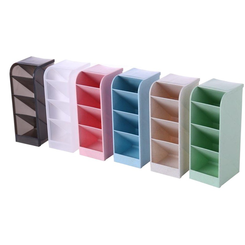 Insertar oblicuo titular de la pluma caja de almacenamiento de plástico transparente multi-grid pen holder almacenamiento creativo maquillaje titular de la pluma de escritorio de los niños de cuatro rejillas