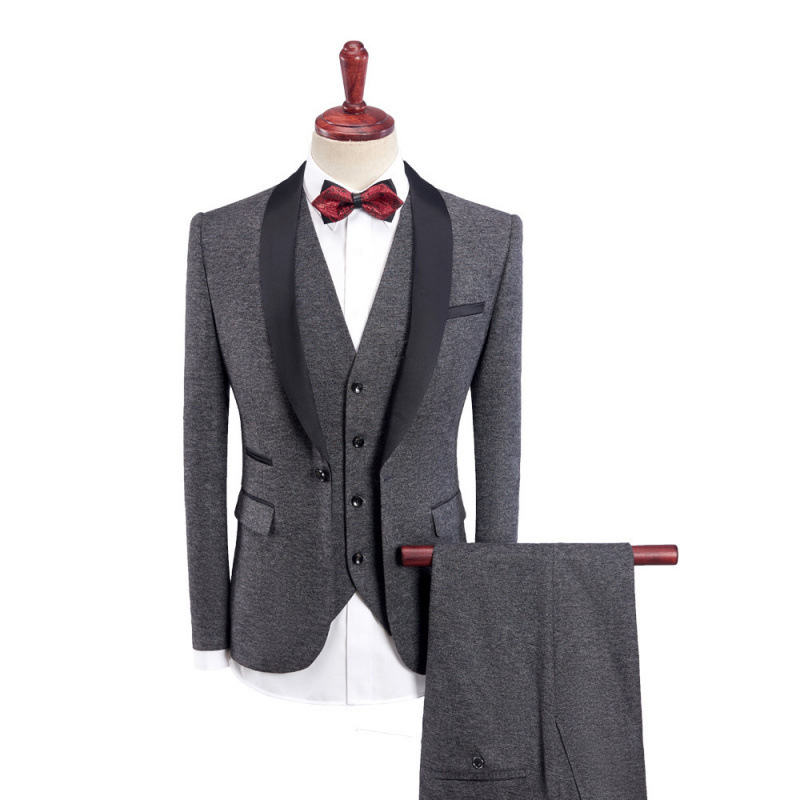 Abbigliamento uomo Abiti da sposo da uomo Smoking da sposo con risvolto a scialle Maniche lunghe per occasioni formali e informali Alla moda_voghion.com