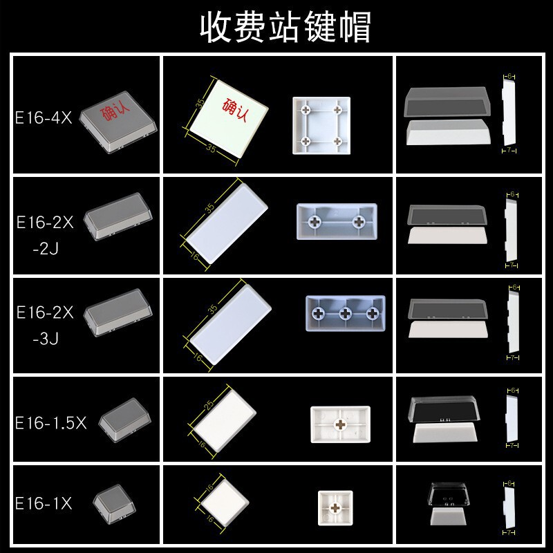 Industrial double-layer button cap with transparent cover 1 times Key 2 times Key 4 times key