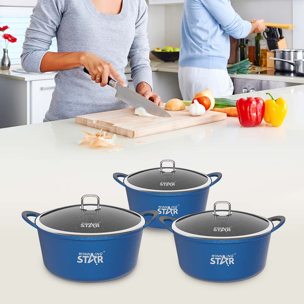 Winningstar transfronteriza cocina especial utensilios de cocina arroz frito olla caliente agua hirviendo multifuncional sartén antiadherente Juego de 3 piezas