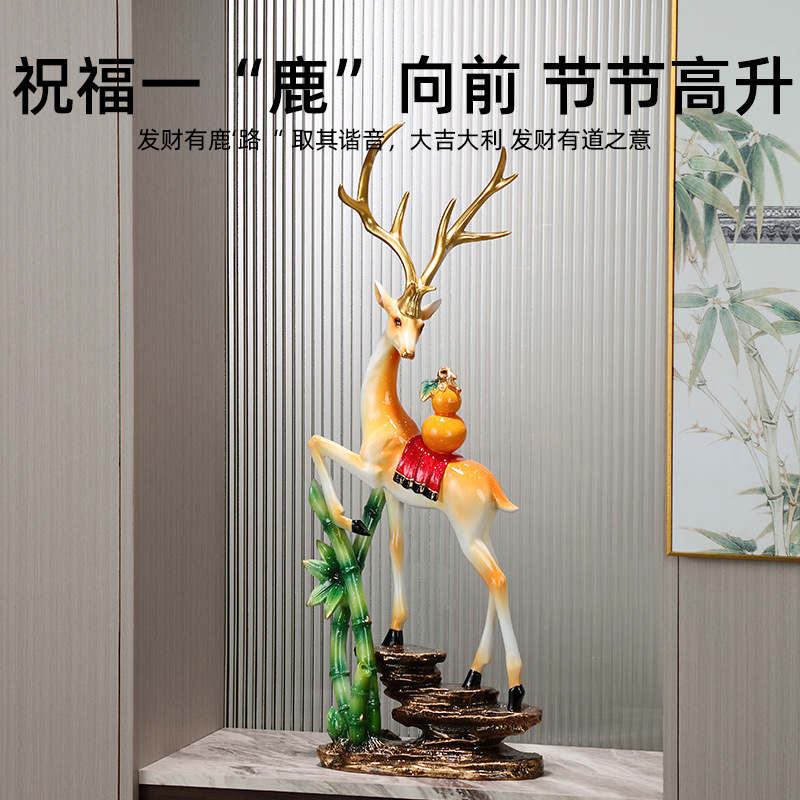 Chinese-Style Creative Vertical High Entrance Decoration Ornaments Light Luxury Home Living Room Wine Cabinet Sofa Large Deer Crafts