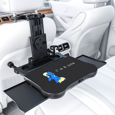car seat back table, adjustable | Car table board - a08-large-drawer-model-blue-elf-anti-slip-mat