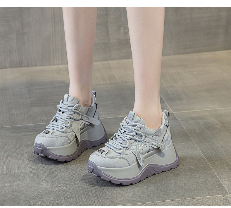 Giày sneaker nữ đế dày phong cách thể thao tăng chiều cao — 5008 lót đơn trắng, 5008 lót đơn xám, 5008-1 lót lông trắng, 5008-1 lót lông xám chi tiết 17