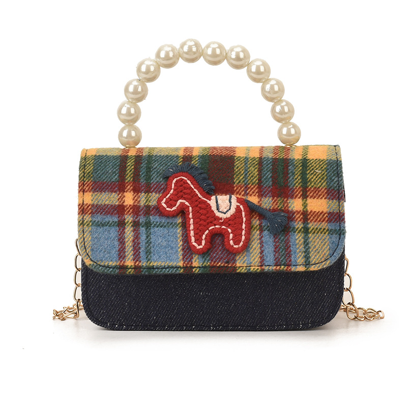 Coreana para niños y niñas bolsas de hombro a cuadros lindas mini-bebé bolsas de perlas 2026 nuevas bolsas para niños