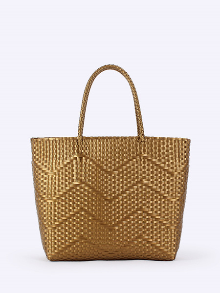 Solid color woven capacious one-shoulder bag for mother and baby