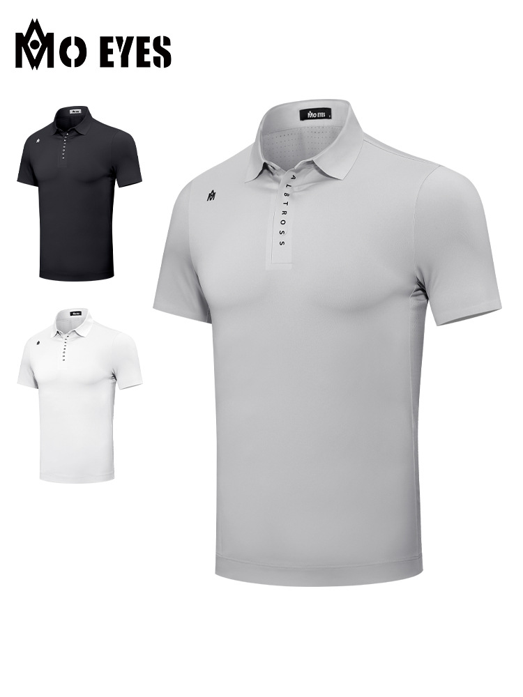 Áo thun thể thao nam ngắn tay chơi golf co giãn cao mềm mại thoáng khí — M23YF001-Đen, M23YF001-màu xám, M23YF001-màu trắng