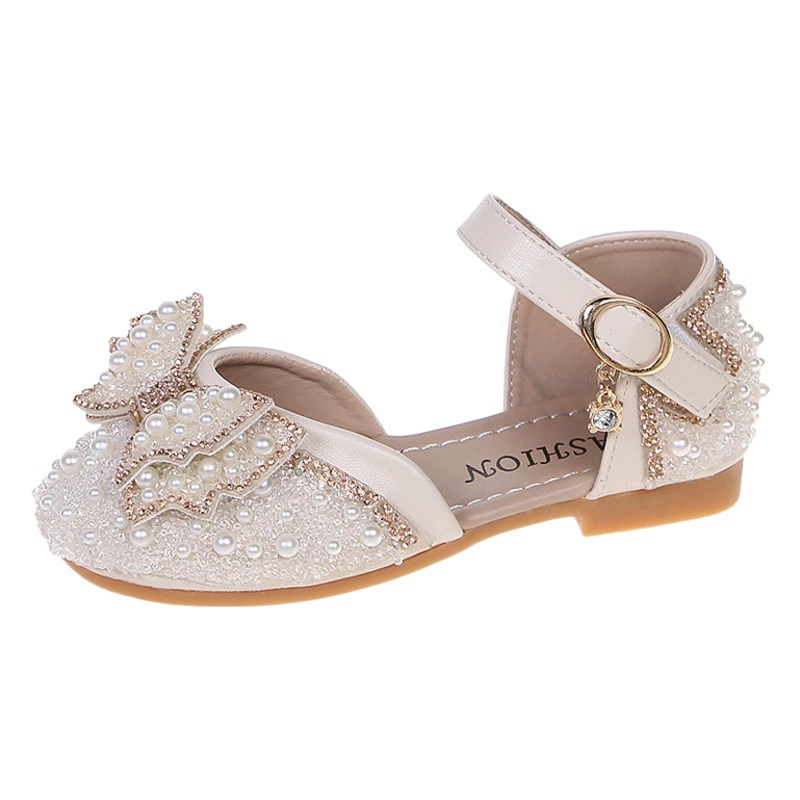 2023 Весенняя новая детская обувь кожаная обувь Хрустальная обувь детская одинарная обувь с мягкой подошвой для девочек Aisha принцесса обувь лук