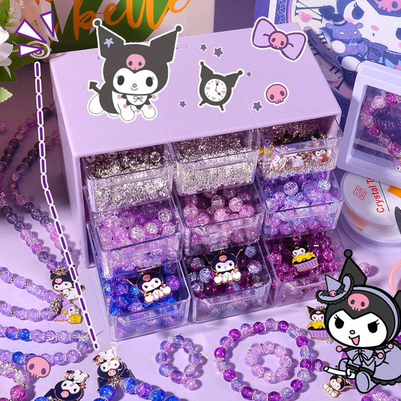 串珠diy手链手串三丽鸥儿童串珠材料手工配件首饰项链礼盒套装